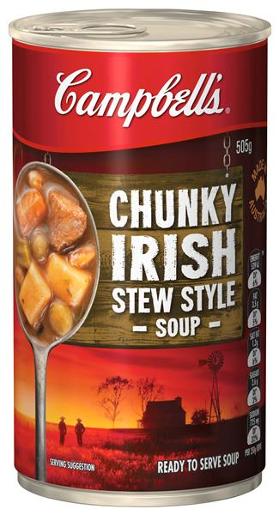CAMPBELLS CHUNKY SOUP HEARTY IRISH STEW 505GM Pack Size: 12