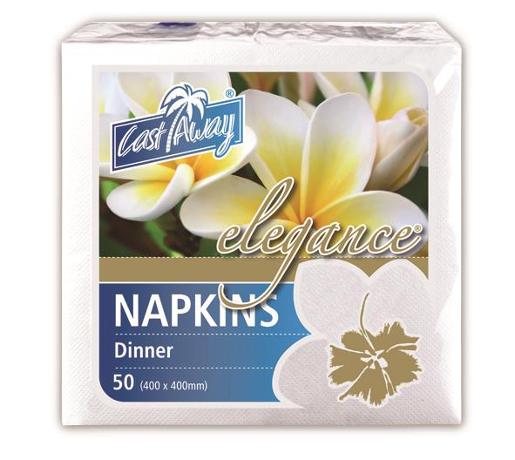 CAST AWAY ELEGANCE DINNER NAPKIN WHITE 50S Pack Size: 10