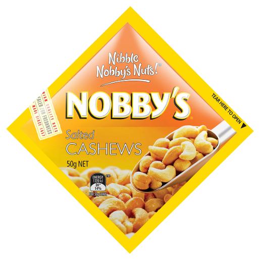 NOBBYS SALTED CASHEW NUTS 50GM Pack Size: 12