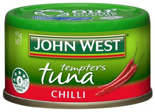JOHN WEST TUNA TEMPTERS CHILLI 12 x 95GM Pack Size: 3