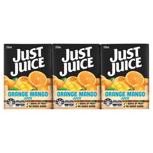 JUST JUICE ORANGE AND MANGO 6 PACK 200ML Pack Size: 4