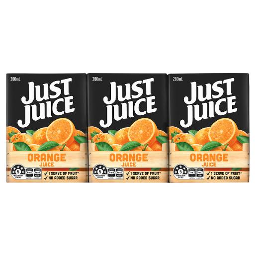 JUST JUICE ORANGE 6 PACK 200ML Pack Size: 4