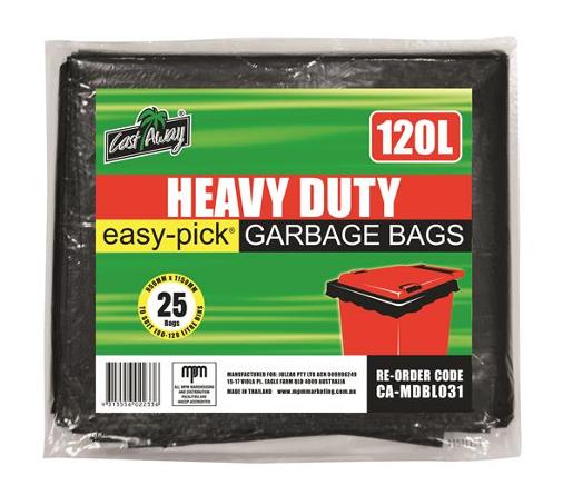 CAST AWAY GARBAGE BAGS HEAVY DUTY BLACK 25S Pack Size: 10