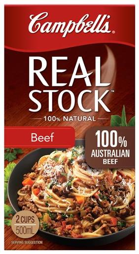 CAMPBELLS REAL STOCK BEEF 500ML Pack Size: 8