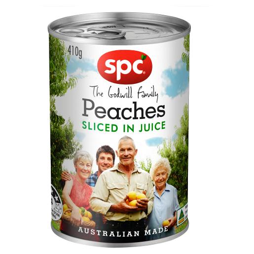 SPC SLICED PEACHES IN JUICE 410GM Pack Size: 12