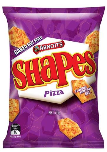 ARNOTTS SHAPES SNACKS PIZZA 70GM Pack Size: 12