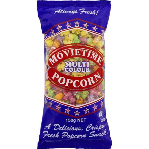 MOVIETIME MULTI COLOUR POPCORN 150GM Pack Size: 9