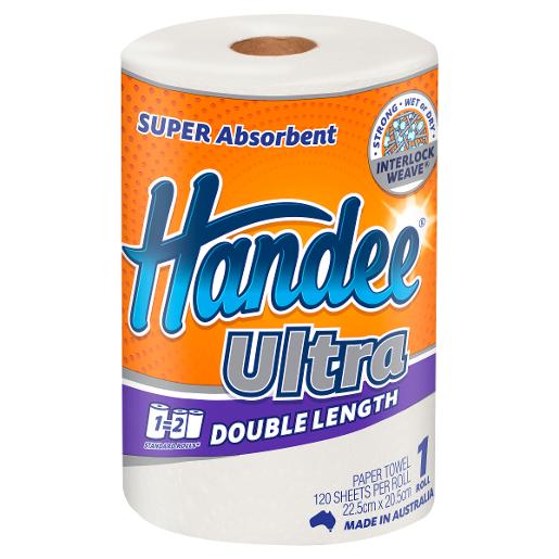 HANDEE PAPER TOWEL DOUBLE ROLL 2PLY WHITE 1S Pack Size: 8