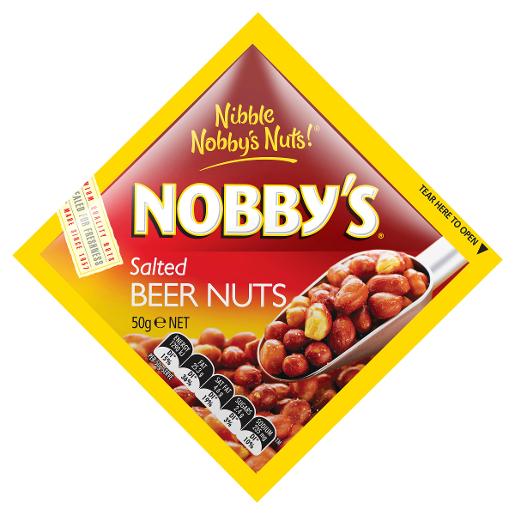 NOBBYS SALTED BEER NUTS 50GM Pack Size:12