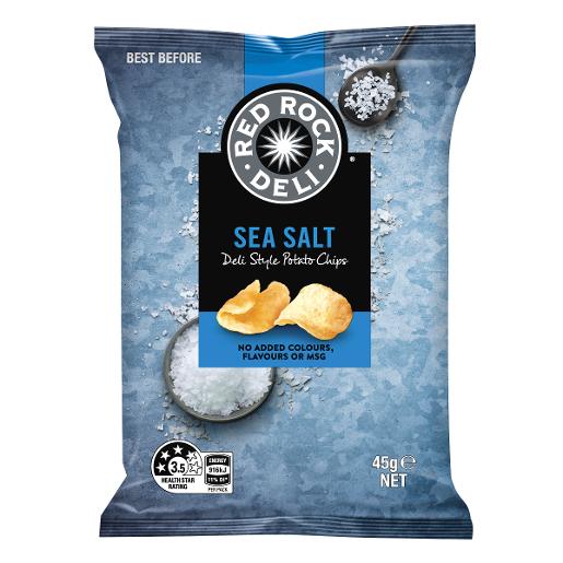 RED ROCK DELI SEA SALT POTATO CHIPS 45GM Pack Size: 18