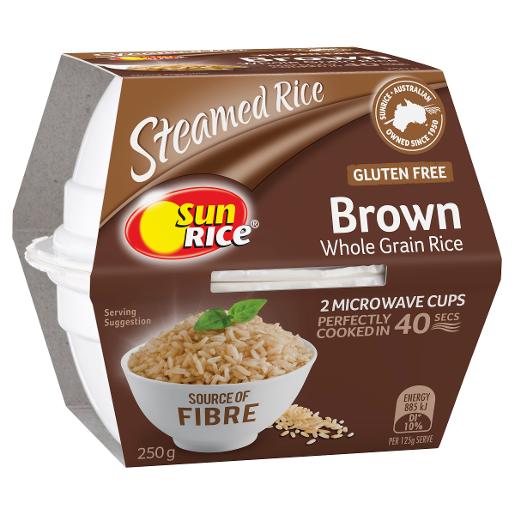 SUNRICE BROWN LONG GRAIN RICE CUP 2 PACK 250GM Pack Size: 6