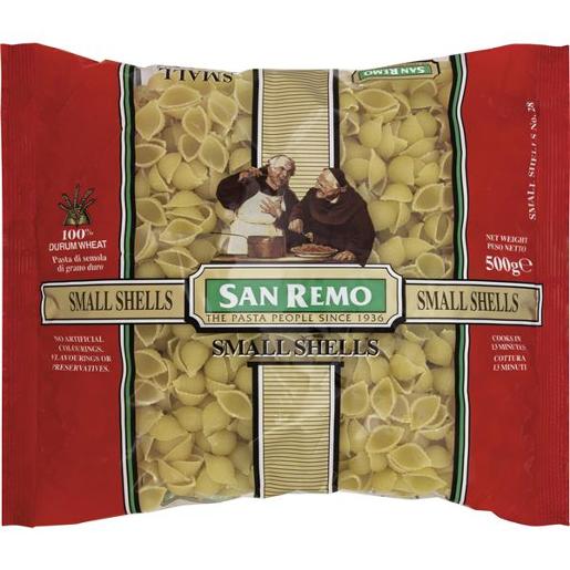 SAN REMO SMALL SHELLS #28 500GM Pack Size: 12