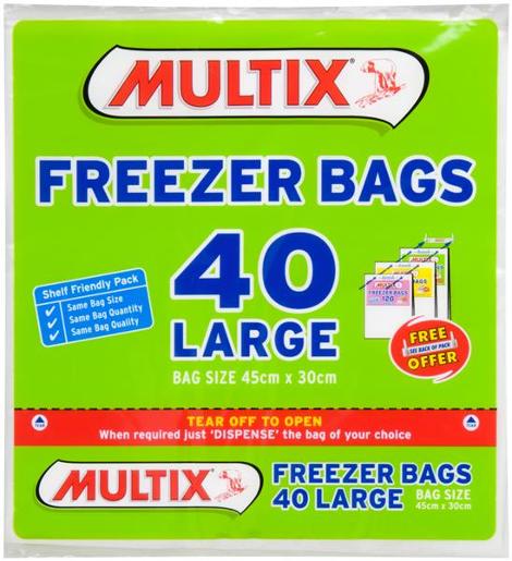 MULTIX TEAROFF LARGE FREEZER BAGS 40S Pack Size: 20