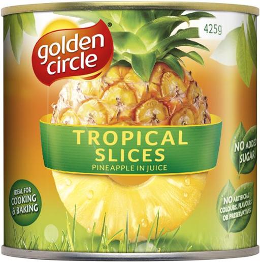GOLDEN CIRCLE SLICED PINEAPPLE IN NATURAL JUICES 425GM Pack Size: 12