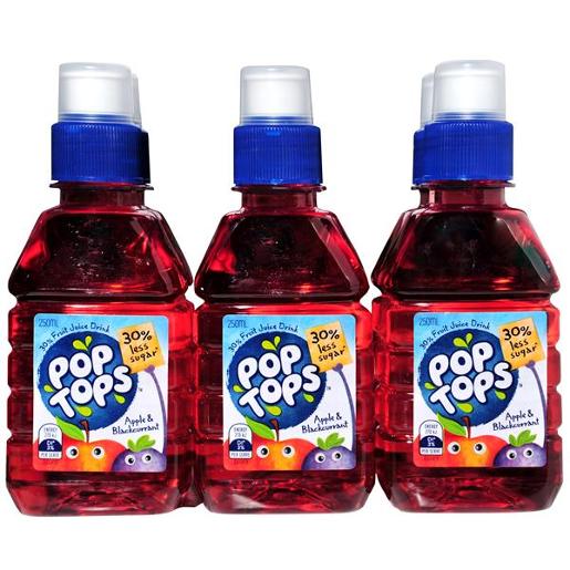 POP TOPS APPLE AND BLACKCURRENT JUICE 6 PACK 250ML Pack Size: 4