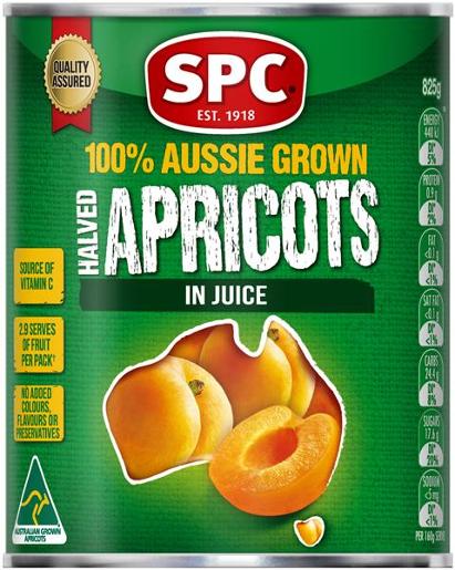 SPC APRICOT HALVES IN NATURAL JUICE 825GM Pack Size: 12