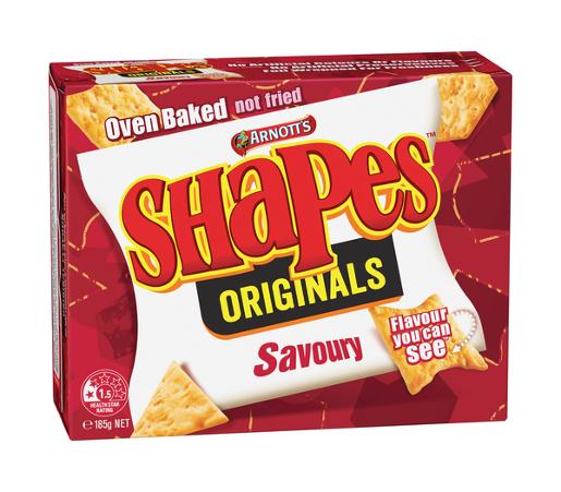 ARNOTTS SHAPES SNACKS SAVOURY 185GM Pack Size: 24