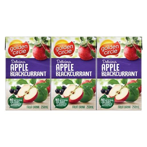 GOLDEN CIRCLE APPLE & BLACKCURRANT FRUIT DRINK 6X250ML Pack Size: 4