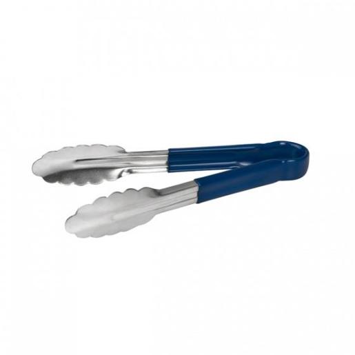 TRENTON STAINLESS STEEL TONGS WITH BLUE RUBBER HANDLE 230MM Pack Size: 12