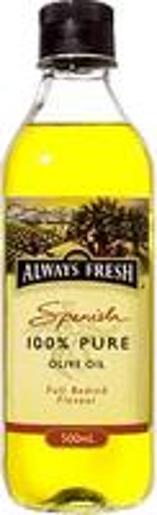 ALWAYS FRESH 100% PURE SPANISH OLIVE OIL 500ML Pack Size: 12