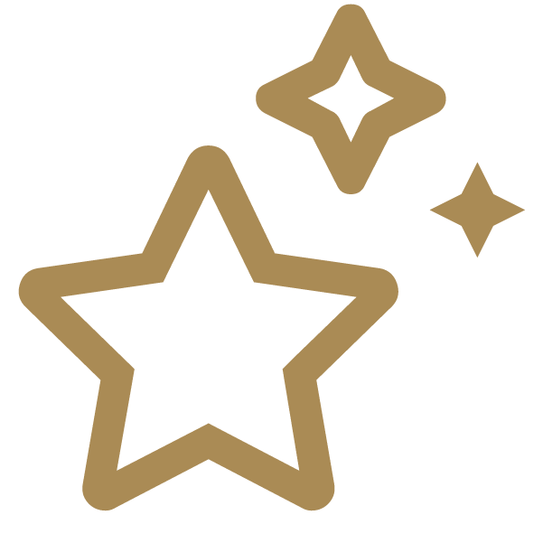 Three gold star outlines in varying sizes, symbolizing Safe Pacific Financial’s wealth management and bespoke Canadian life insurance, on gray.