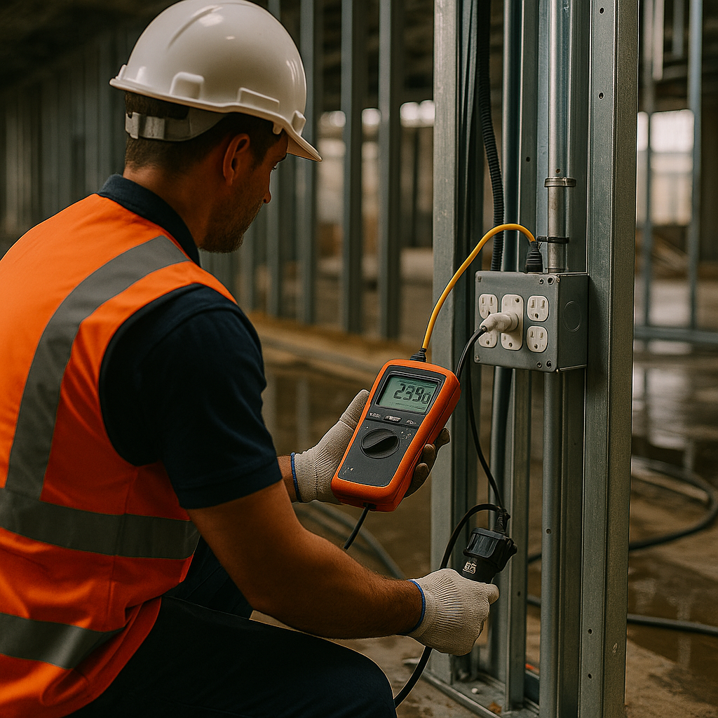 Electrical tools being test and tagged on a Sydney construction site