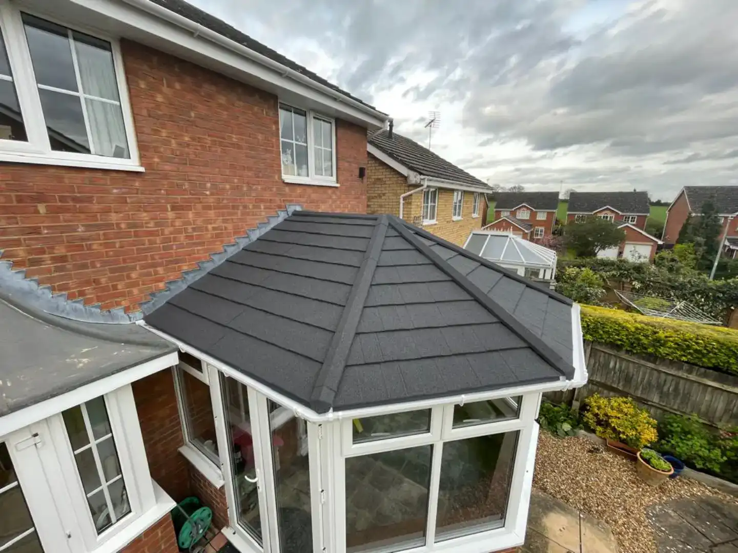 tiled roof of conservatory