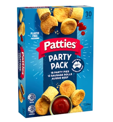 PATTIES PARTY PACK 1.25KG 18 Pies 12 Sausage rolls