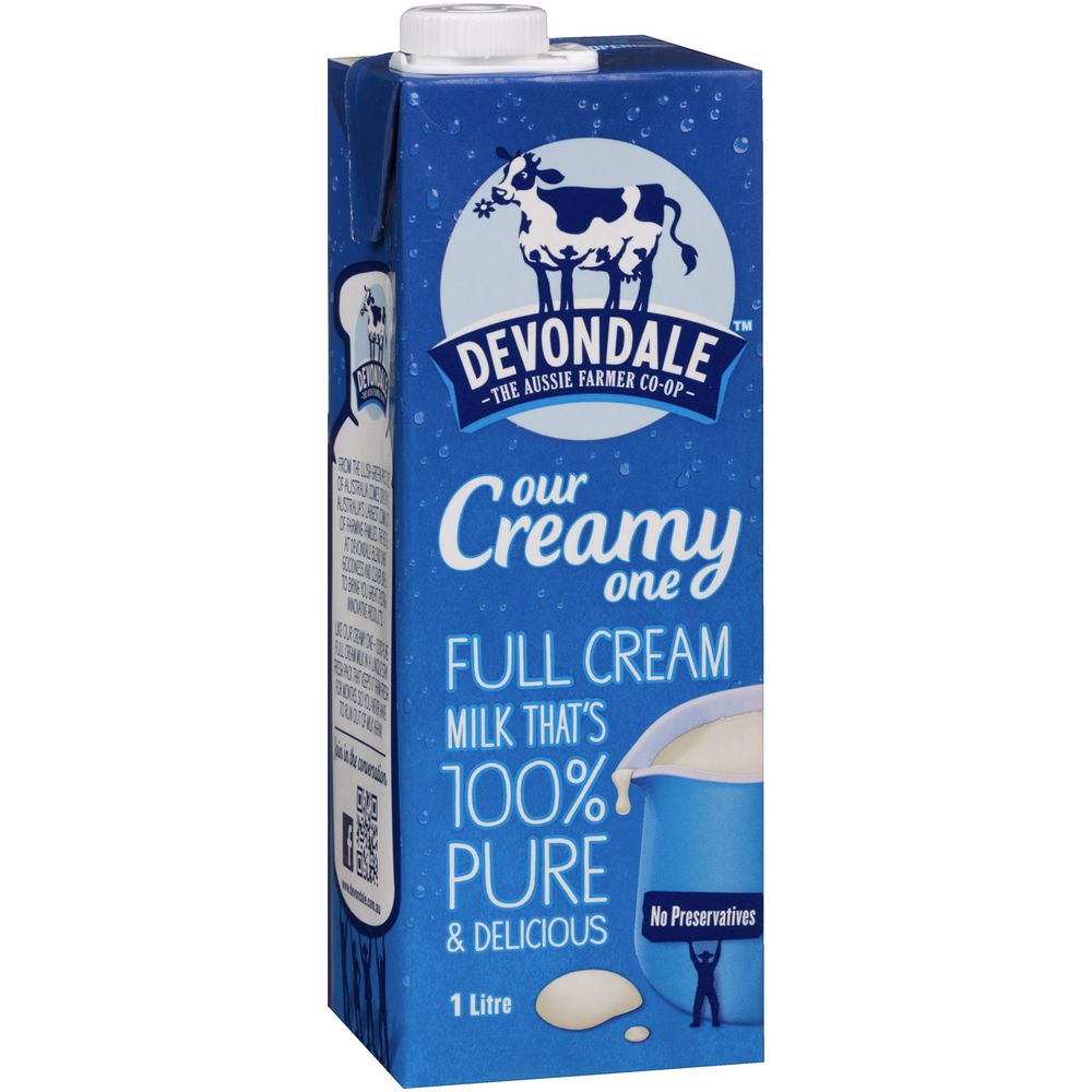 DEVONDALE MILK F/CREAM UHT 1L