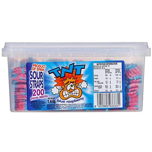 TNT SOUR STRAPS BLUE RASPBERRY 1.68KG