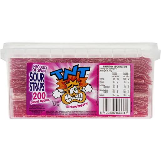 TNT SOUR STRAPS STRAWBERRY 1.68KG