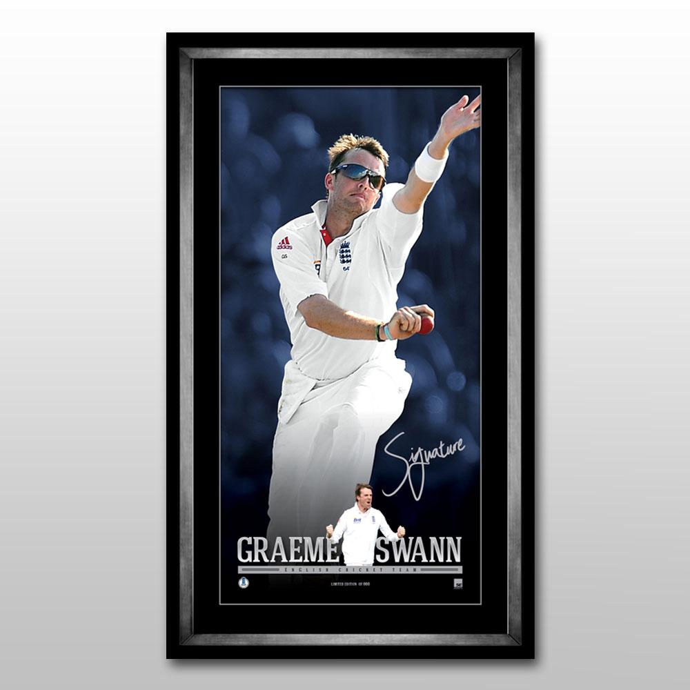 Graeme Swann Signed & Framed Limited Edition Vertiramic Print