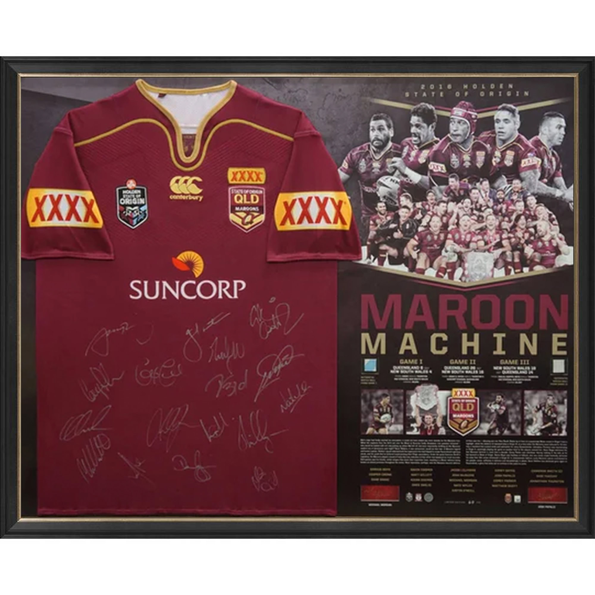 State of Origin – Maroon Machine Signed & Framed 2016 Jersey