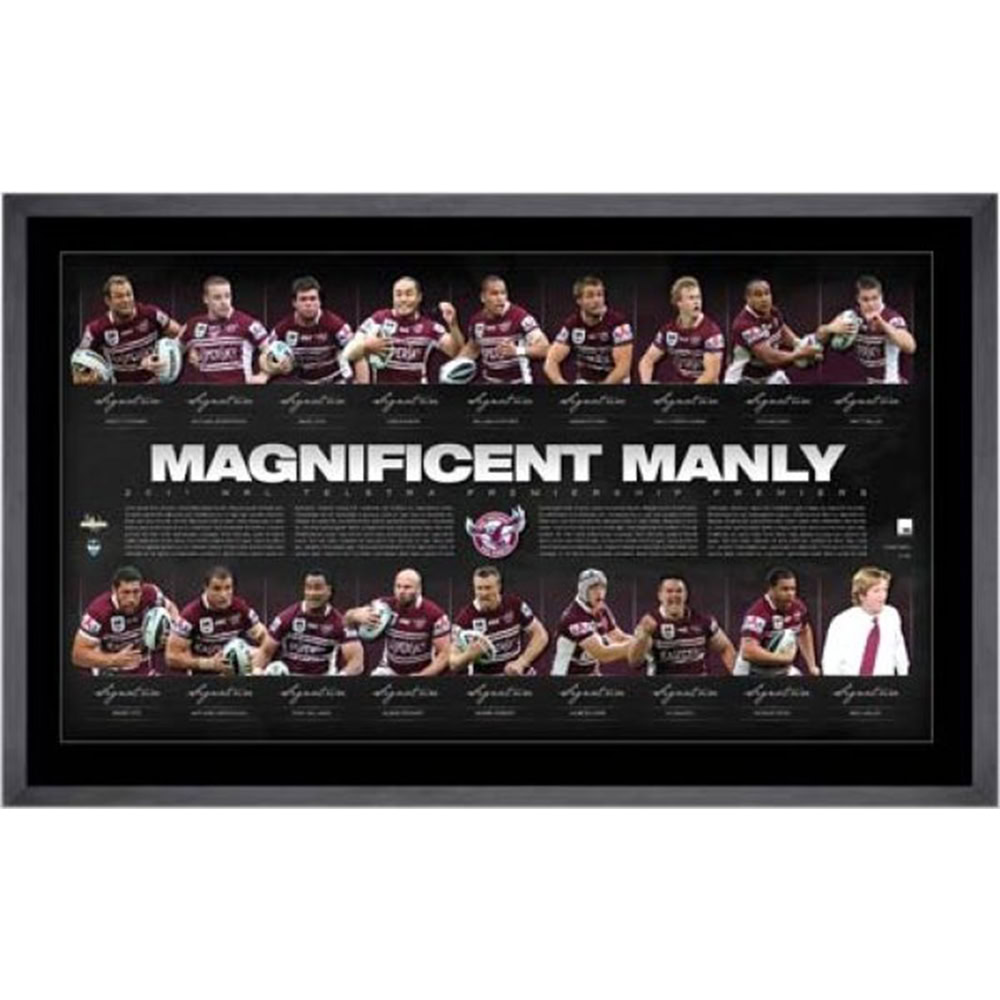Manly Sea Eagles – 2011 Premiership Team Signed & Framed Lit...