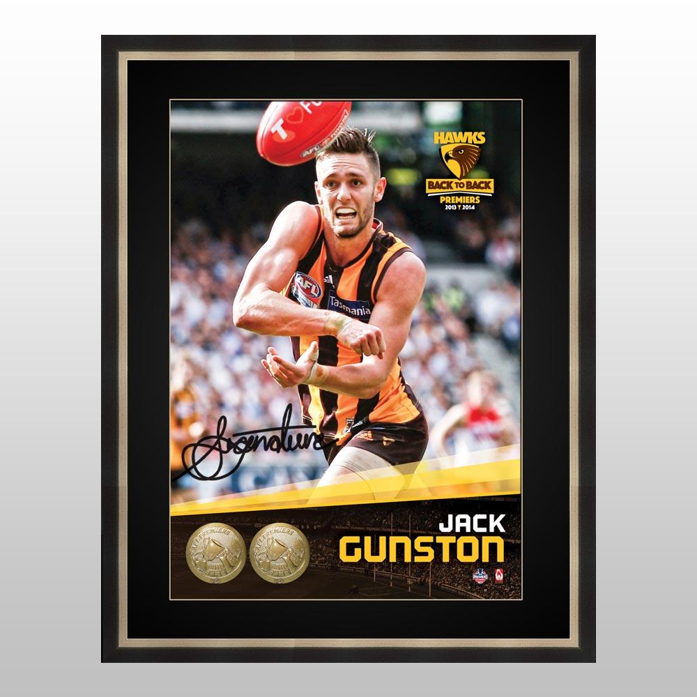 Hawthorn Hawks – Jack Gunston Signed & Framed Premiership H...