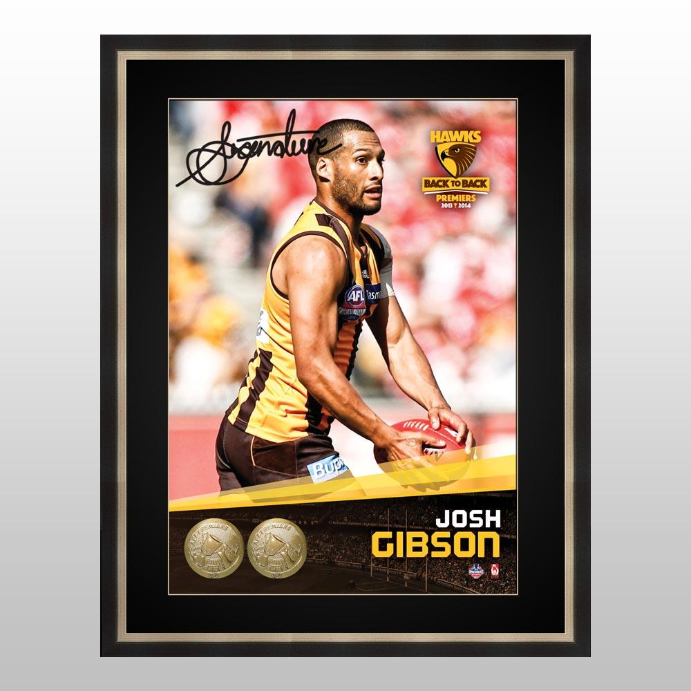 Hawthorn Hawks – Josh Gibson Signed & Framed Premiership He...