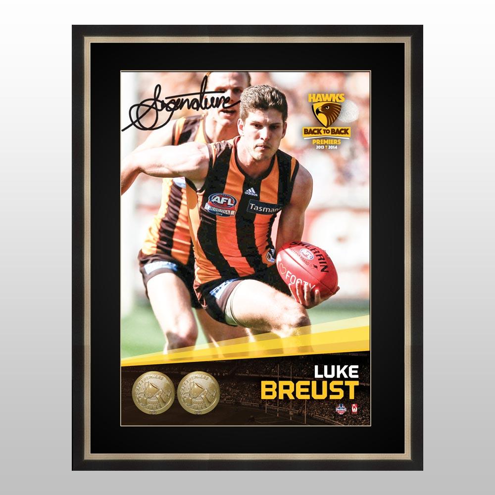 Hawthorn Hawks – Luke Bruest Signed & Framed Premiership He...