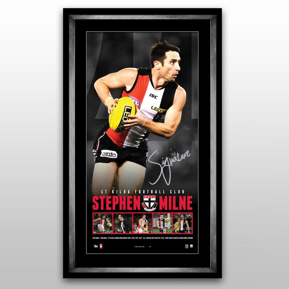 St Kilda Saints – Stephen Milne Hand Signed & Framed Retire...