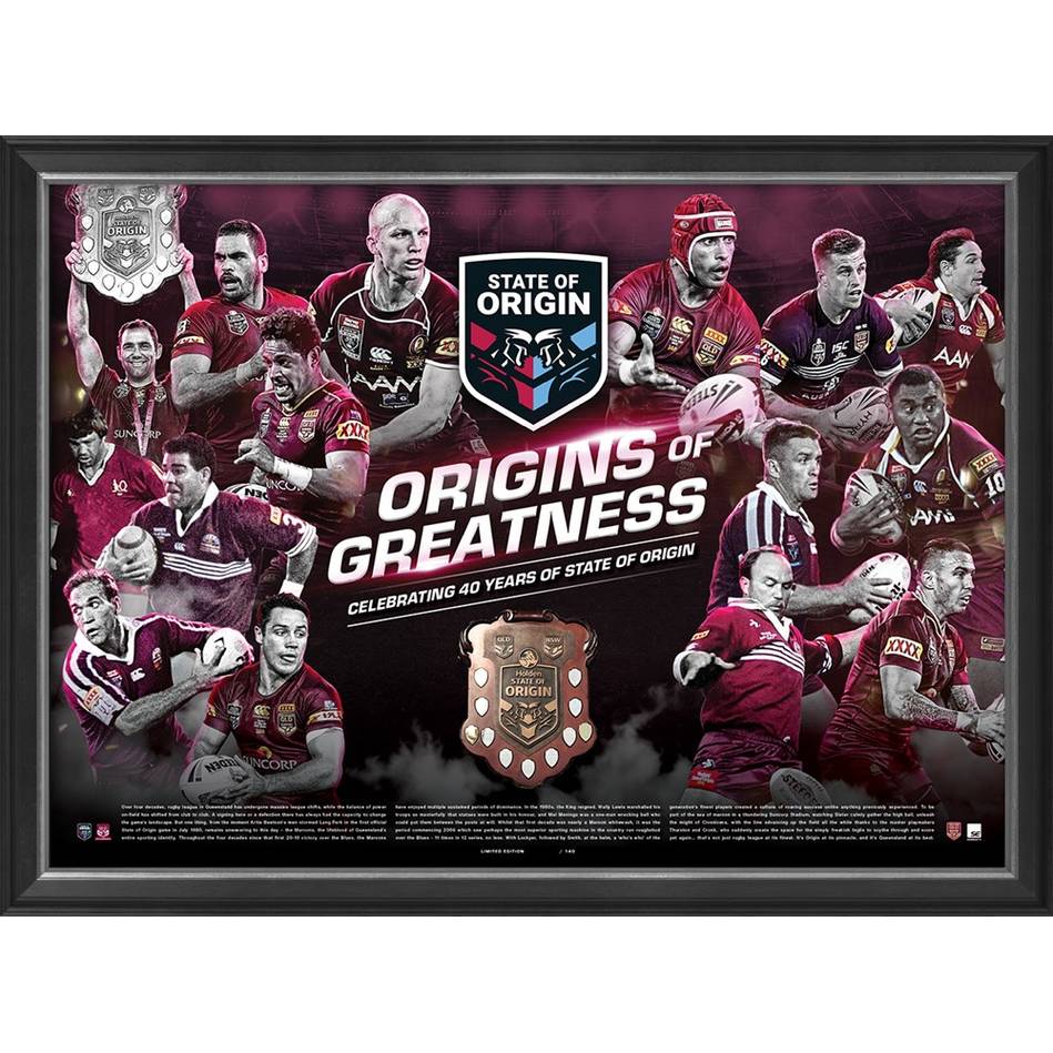 Queensland Maroons – ‘Origins of Greatness’ Framed L...