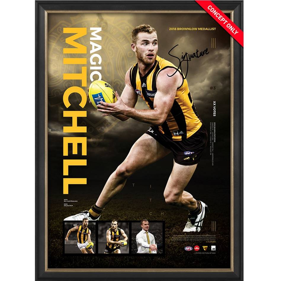 Hawthorn Hawks – Tom Mitchell “Ball Magnet” Framed S...
