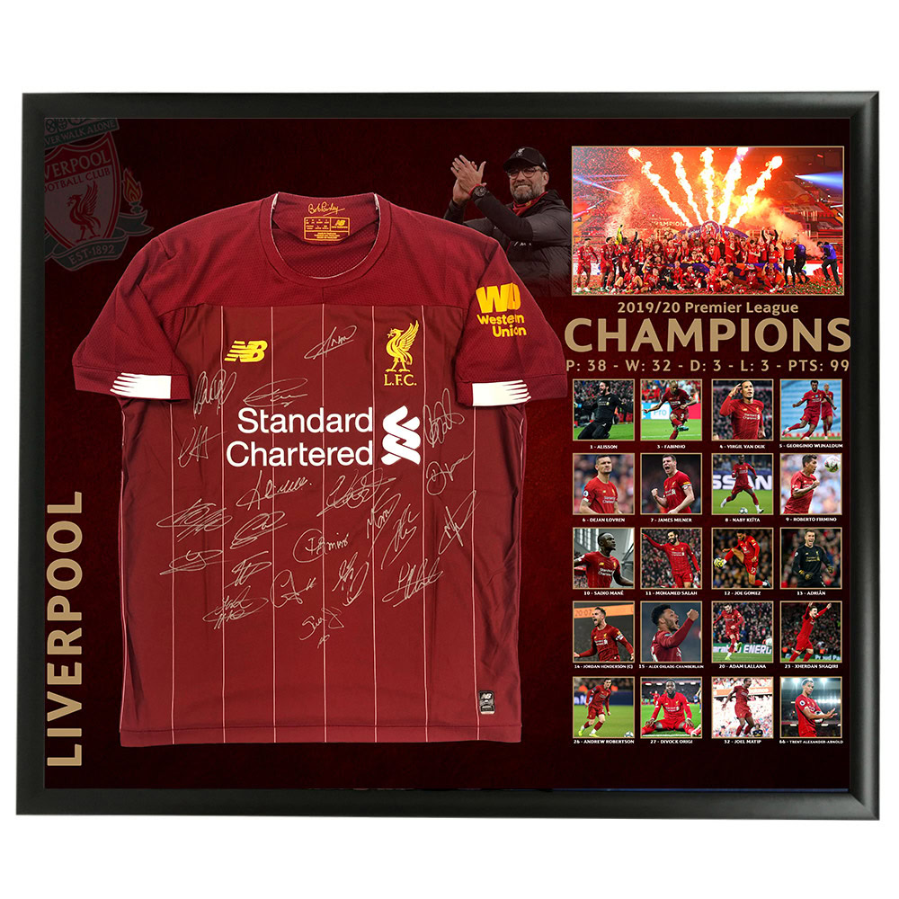 Liverpool 2019/2020 Premier League Champions Signed Framed Jersey