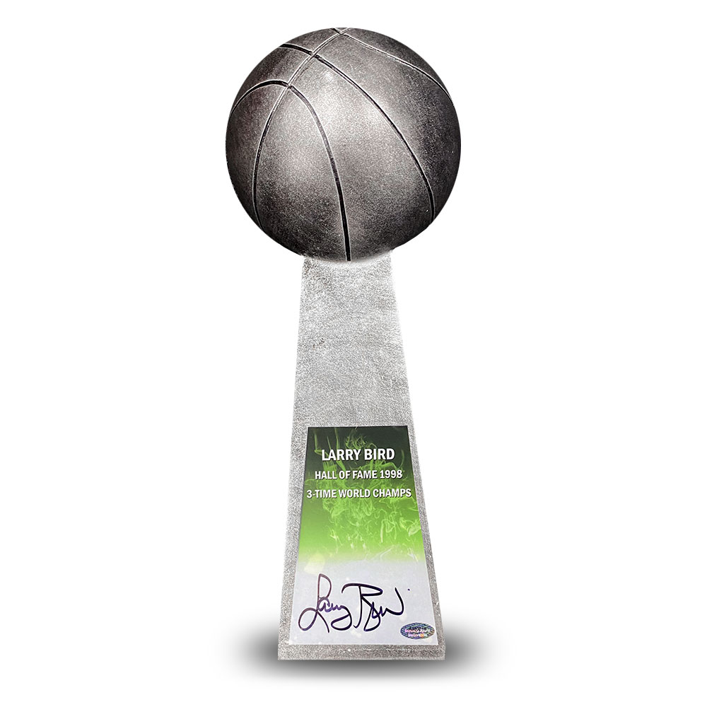 Basketball – Larry Bird Signed 15” Championship Basketball Tro...