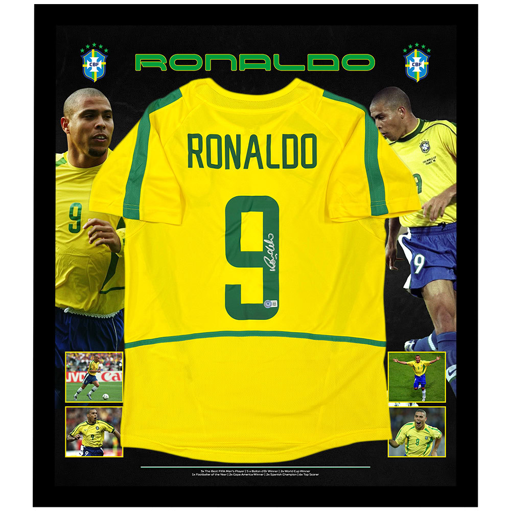 Soccer – Ronaldo Lima Brazil Signed & Framed Jersey (Becket...