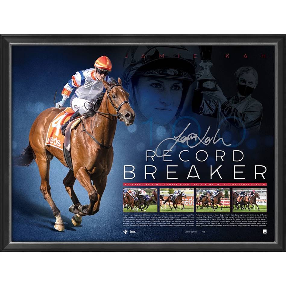 Jamie Kah Signed Record Breaker Official VRC Lithograph Print Framed