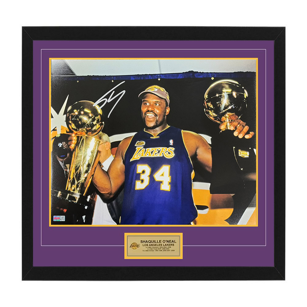 Basketball – Shaquille ONeal Signed & Framed Lakers 16×20 ...