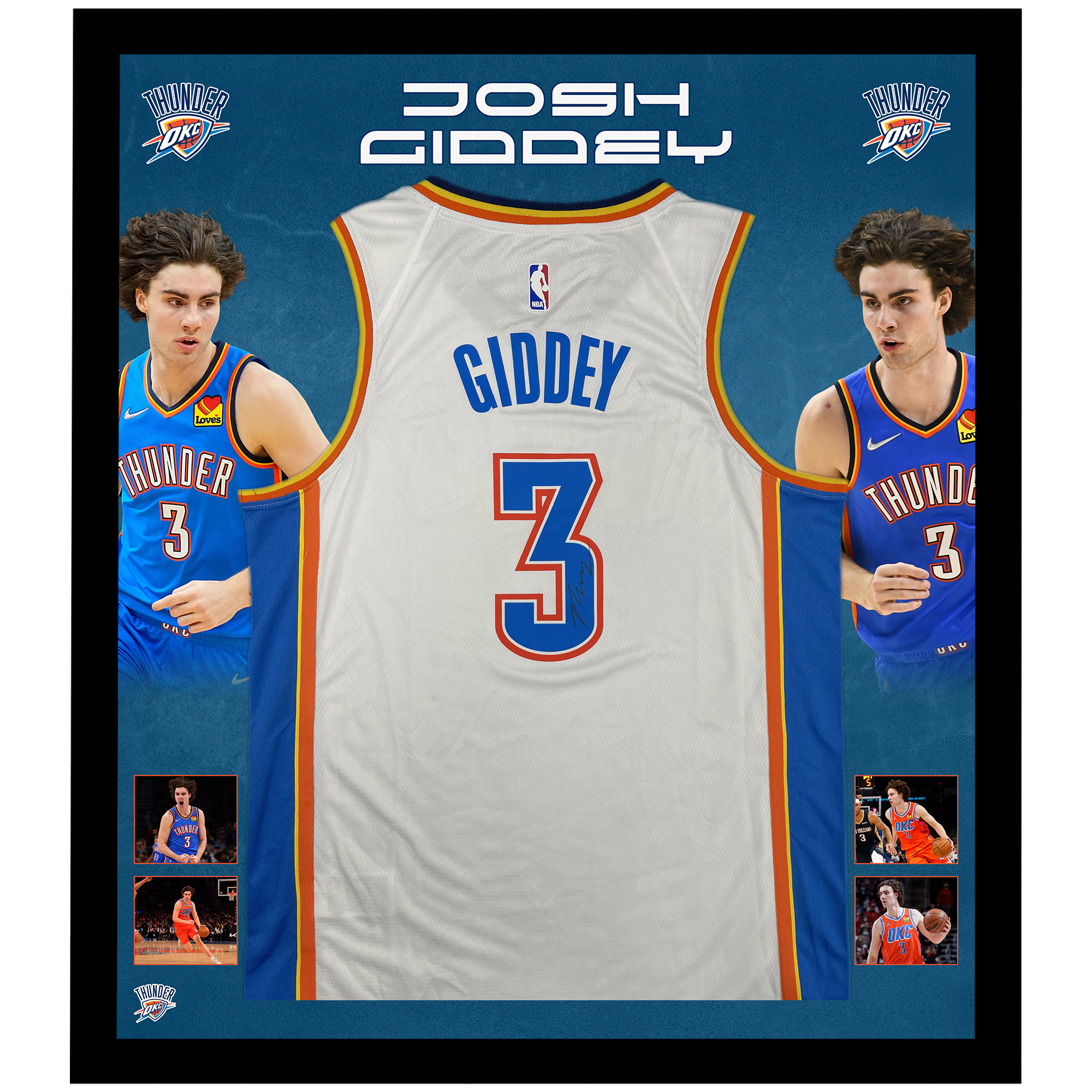 Basketball – Josh Giddey Signed & Framed OKC Jersey
