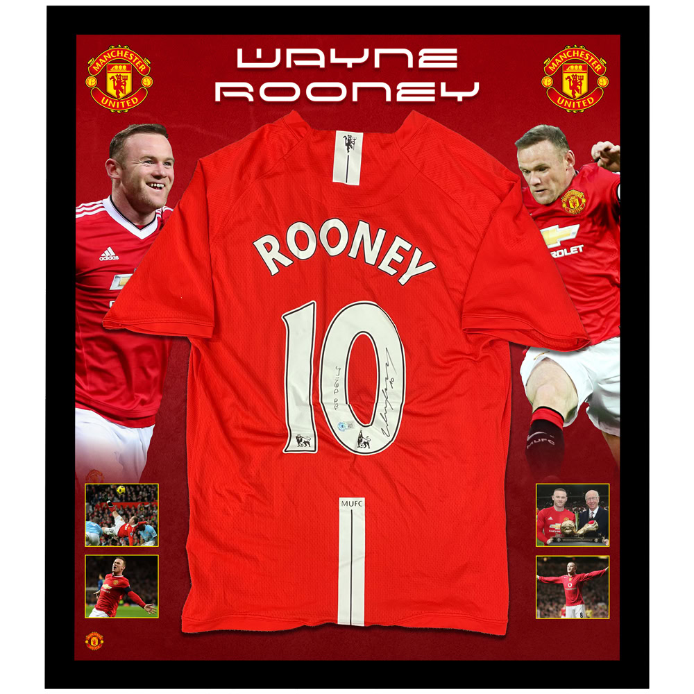 Soccer – Wayne Rooney Signed & Framed Manchester United Jer...