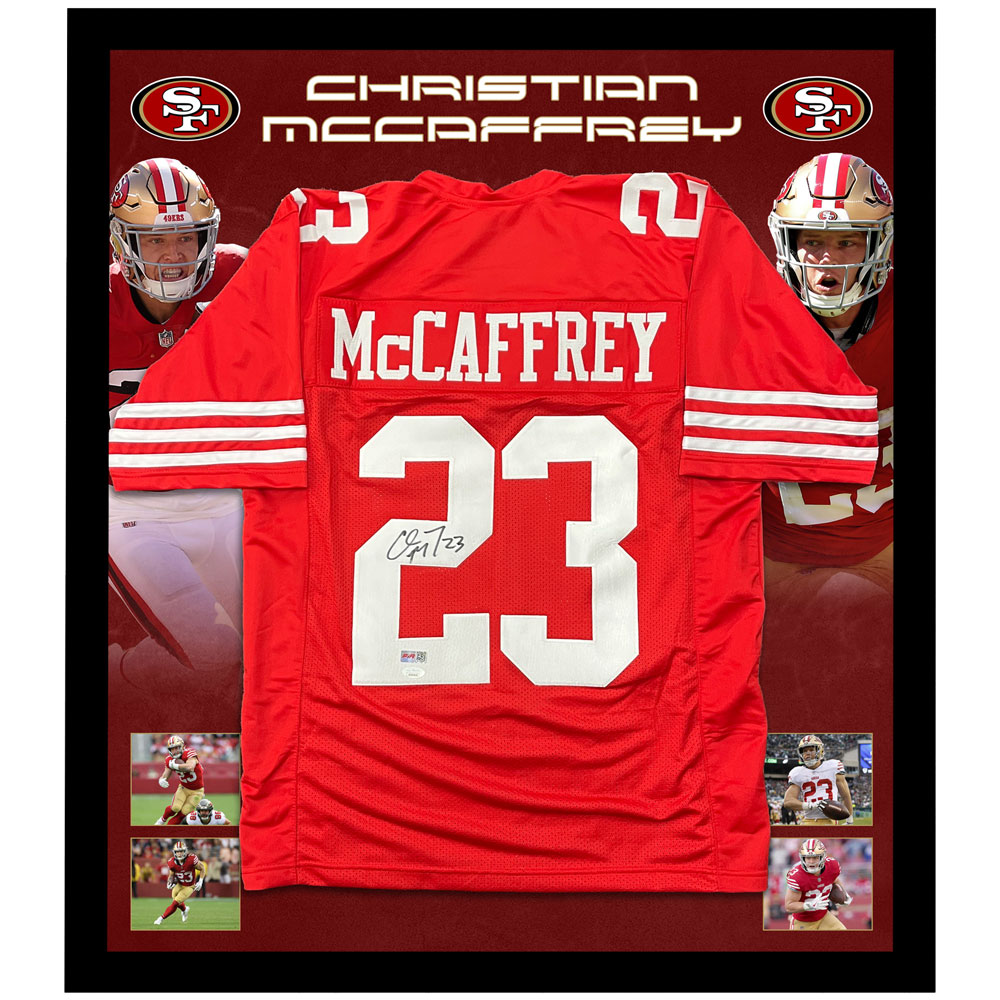NFL – CHRISTIAN MCCAFFREY Signed & Framed 49ers Jersey (JSA COA...
