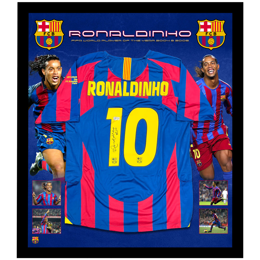 Soccer – Ronaldinho Signed & Framed FC Barcelona Jersey (Becket...