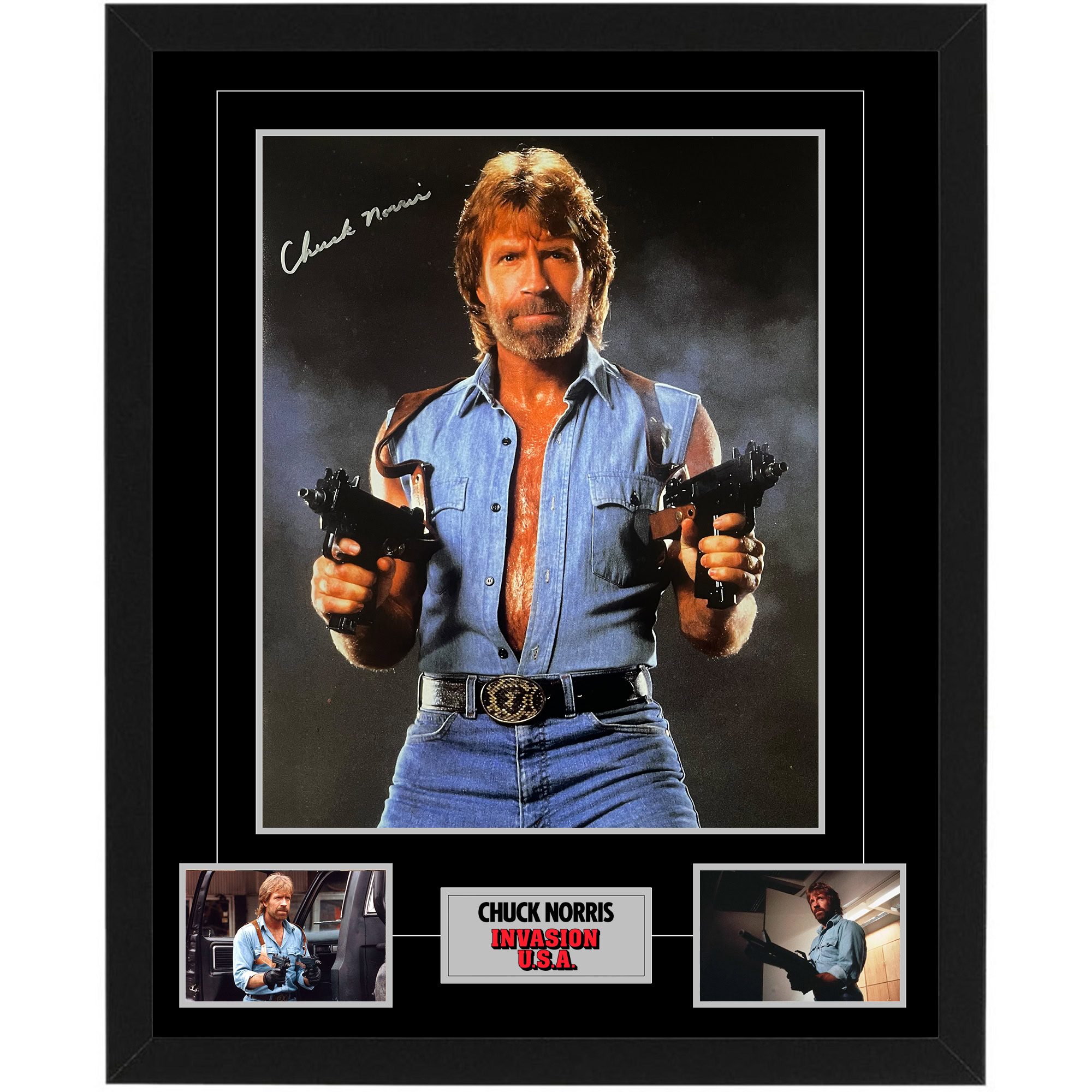 CHUCK NORRIS Signed & Framed “Invasion USA” 16×2...